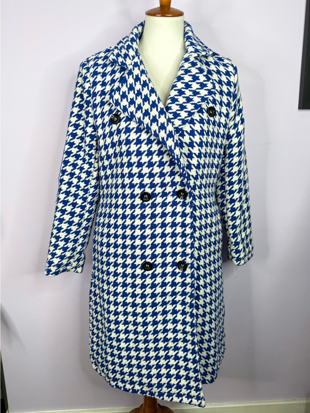 YO Blue & White Houndstooth Double Breasted Jacket